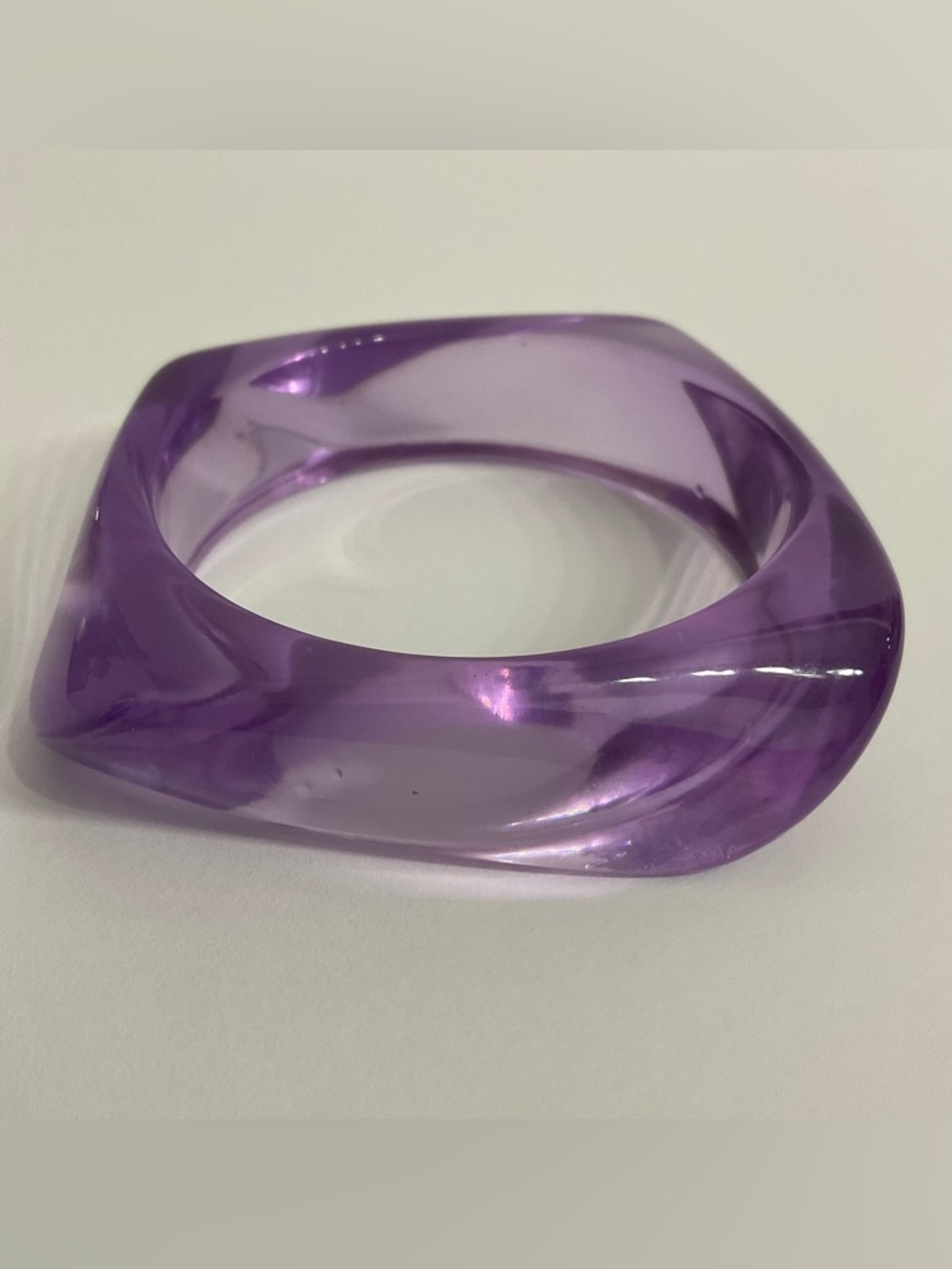 Acrylic Trendy Bangle Bracelets Asymmetric Set Purple - Picture 4 of 6